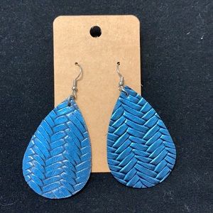 Royal blue leather earrings
